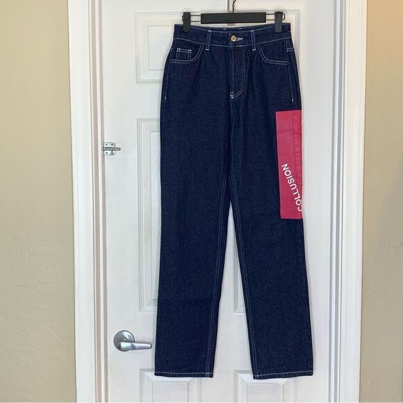 Collusion by ASOS  Dark Wash 90’s Baggy Jeans Ultra High Waisted Size 26 - Picture 5 of 11
